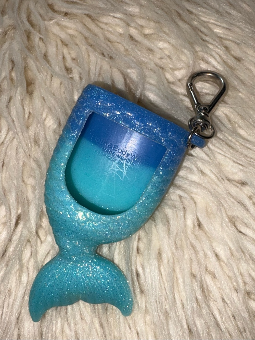 Bath & Body Works Mermaid Tail Pocketbac Holder Bag Charm Keyring Hand Sani New
